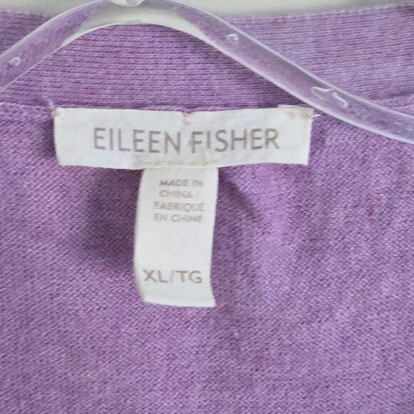 EILEEN FISHER | Organic Cotton Cashmere Sweater Cardigan Buttons Purple Sz XL - Picture 4 of 5